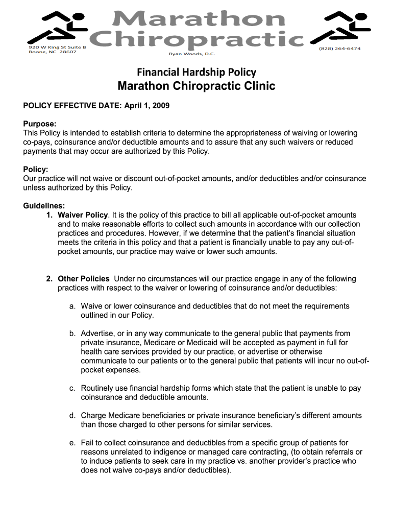 Financial Hardship Form Chiropractic