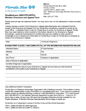 Florida Blue Appeals Phone Number  Form