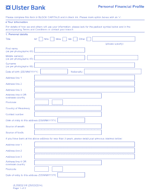Ulster Bank Salary Certificate  Form