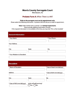 Morris County Surrogate Forms