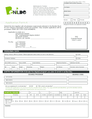 La Salle Application  Form