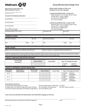 Group Membership Change Form Kirkwood