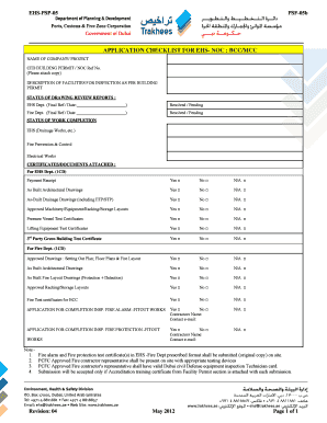 PSF 05b EHS Application Checklist for EHS NOC for BCC Rev 04 290512doc Ehss  Form