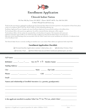 Chinook Indian Enrollment Form