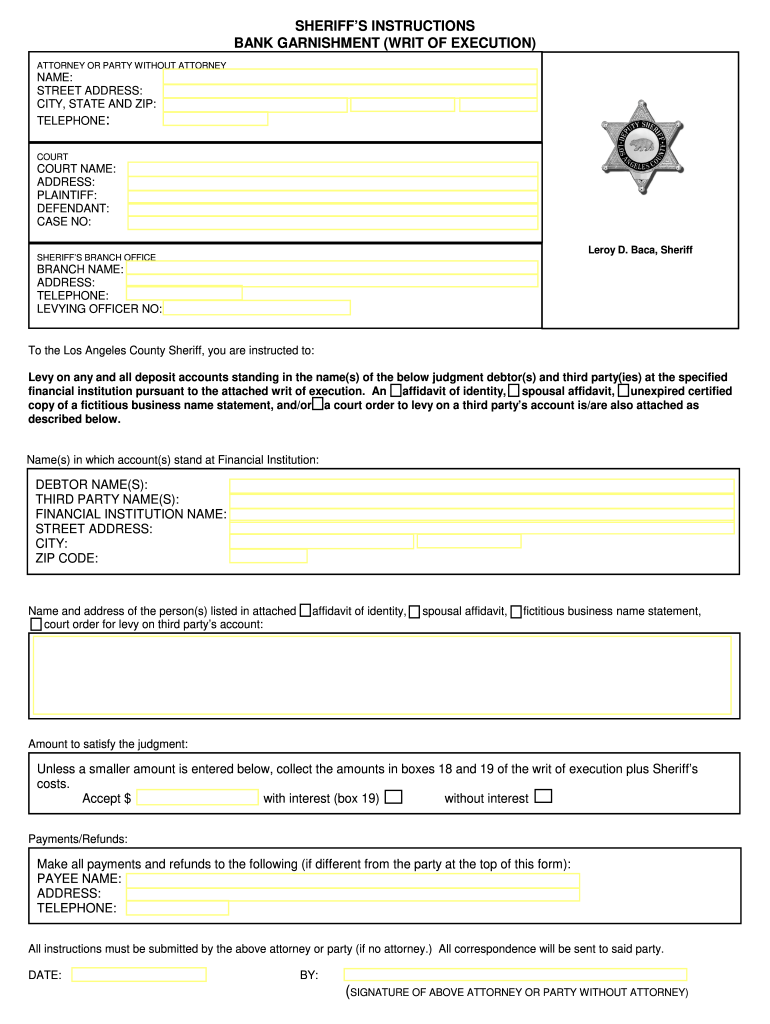 Bank Writ  Form