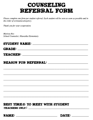 Counseling Referral Form Elementary School Counseling Elementaryschoolcounseling