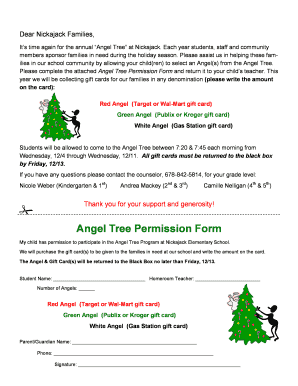 Angel Tree Letter to Parents  Form