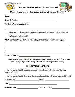 Science Fair Registration Form