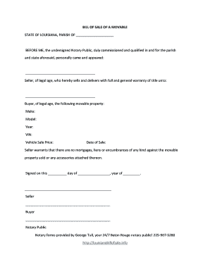 Bill of Sale Louisiana  Form