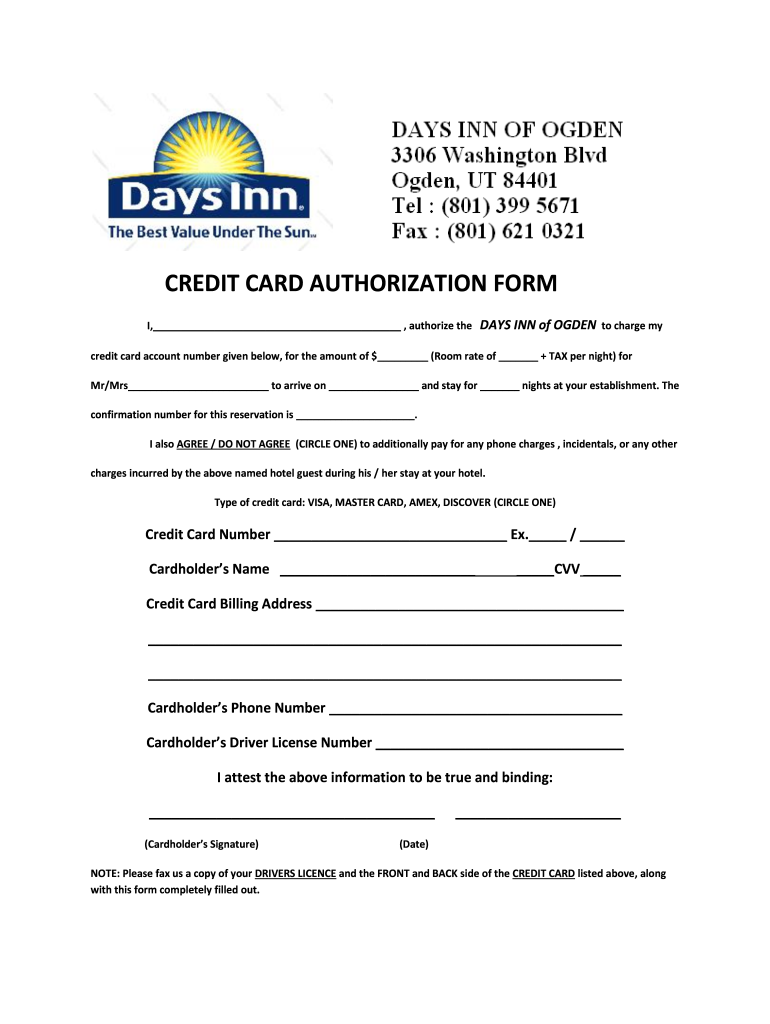 Credit Card Authorization Form