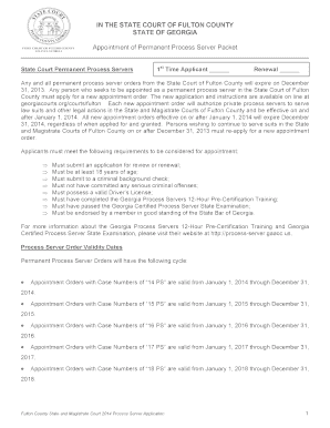 Fulton County State Court Process Server Application  Form