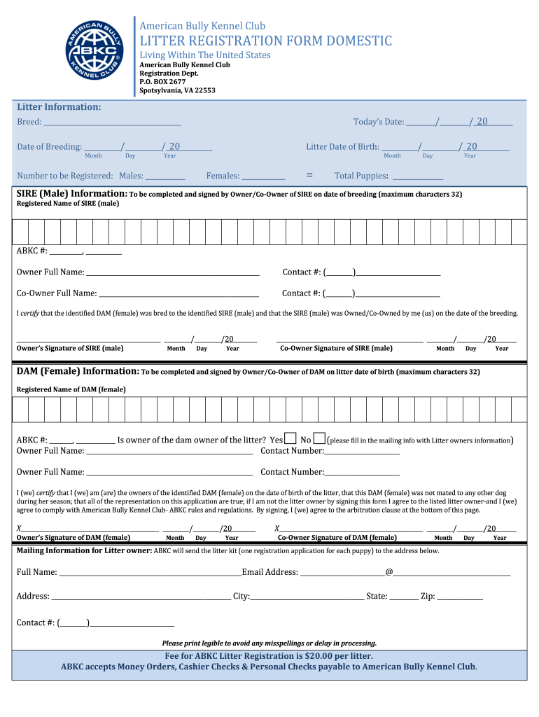 Abkc Registration  Form