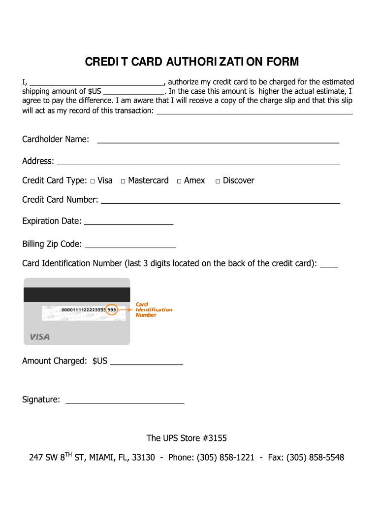 Credit Card Authorization Form