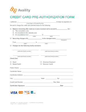 Credit Card Pre Authorization Form