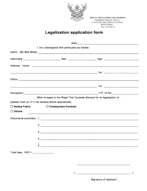 Legalization Application Form Thailand