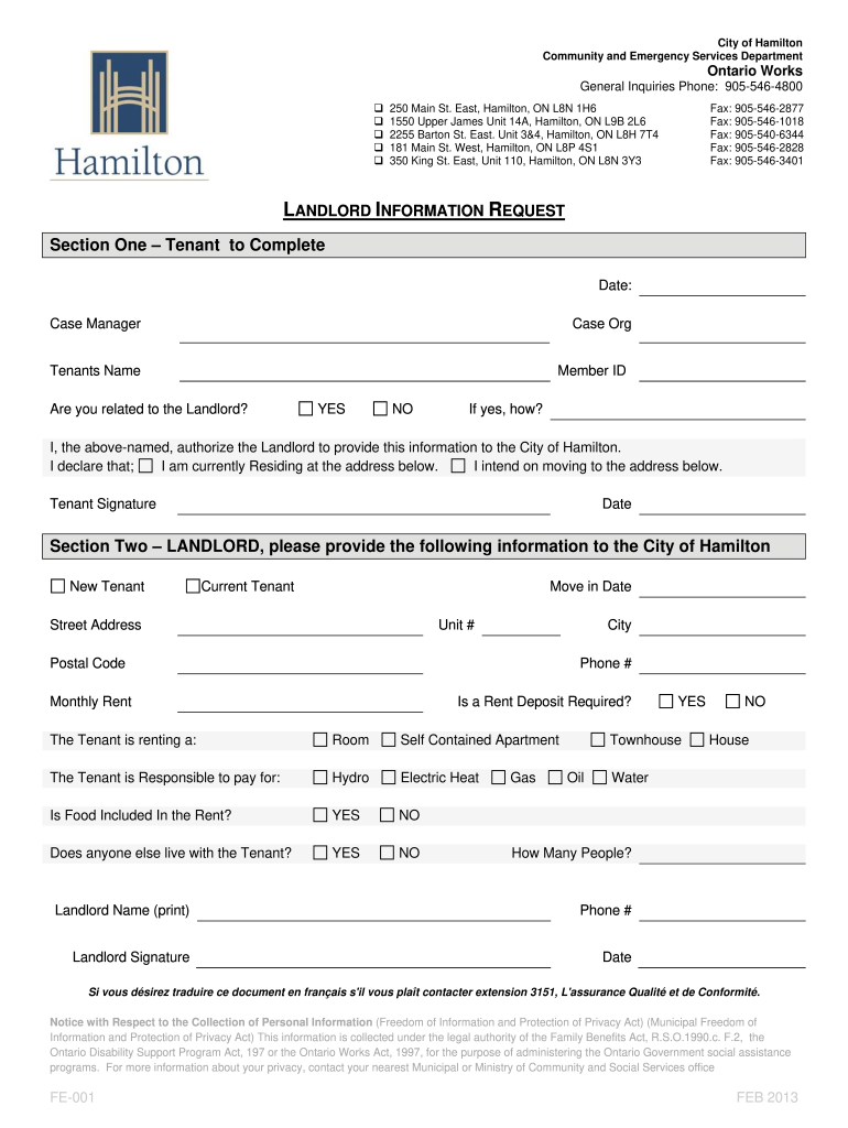  City of Hamilton Forms 2013-2024