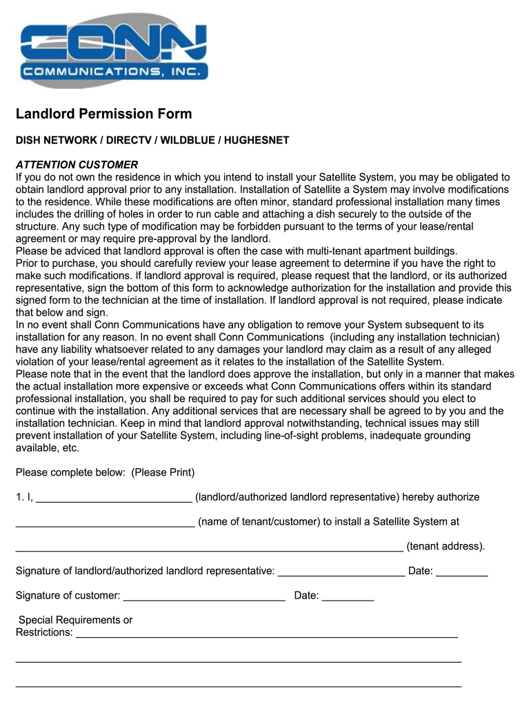 Directv Landlord Permission Form