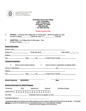 Scottsdale Community College Transcripts  Form