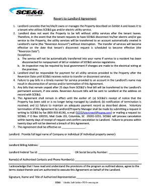 Revert to Landlord Agreement SCE&amp;G  Form