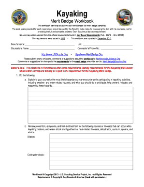 Kayaking Merit Badge Worksheet MeritBadgeorg  Form