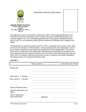 Uganda Wildlife Authority Application Form