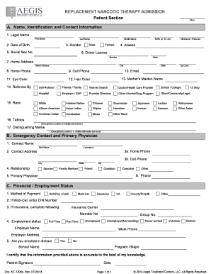 Aegis Treatment Form