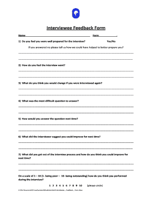 Interviewee Feedback  Form