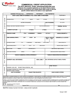 Ryder Financing  Form