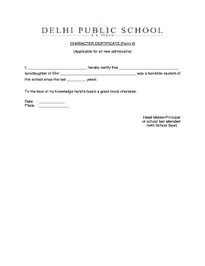 Character Certificate Format
