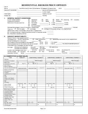 RESIDENTIAL BROKER PRICE OPINION NHS Broker Price Option Form