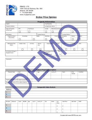 Broker Price Opinion Template  Form