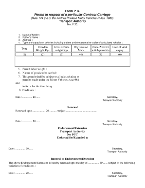 Contract Carriage Permit  Form