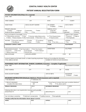 Patient Registration Form Coastal Family Health Center