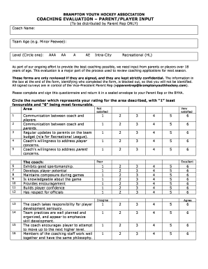 Hockey Tryout Evaluation Sheet  Form