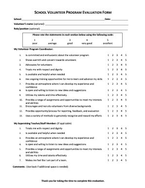 Evaluation Form for Outreach Program
