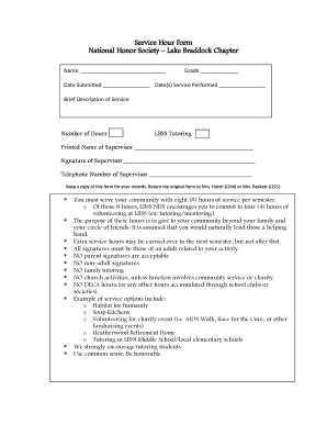Nhs Volunteer Hours Sheet  Form