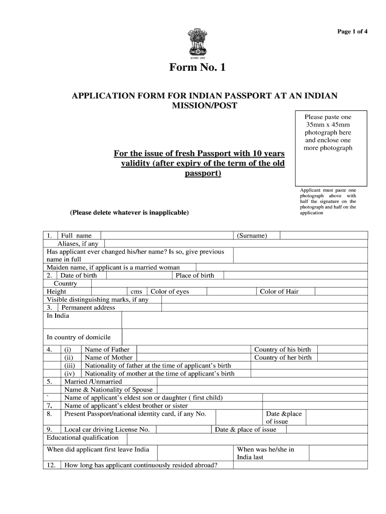 Indian Passport Renewal in Kuwait  Form