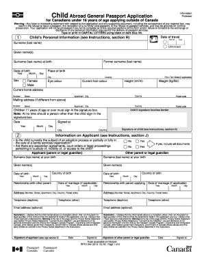 Child Abroad General Passport Application  Form