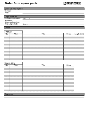 Parts Request Form Template Excel