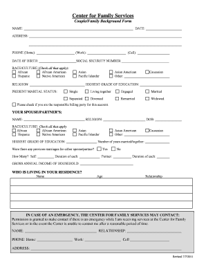 Family Background Report Application Form