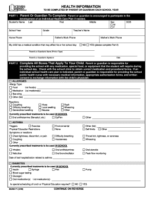  Health Information Form PDF Fairfax County Public Schools Fcps 2009