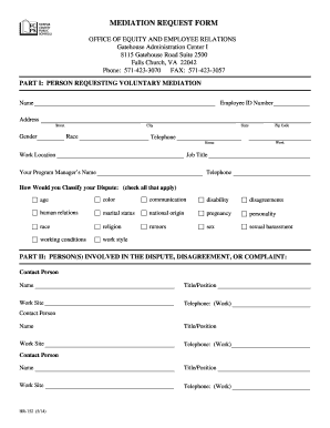 MEDIATION REQUEST FORM Fcps
