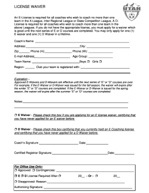 UYSA License Waiver Form PDF Utah Youth Soccer Association