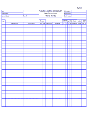 Osha Chemical Inventory List Template  Form