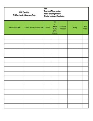 Sds Chemical Inventory List Template  Form