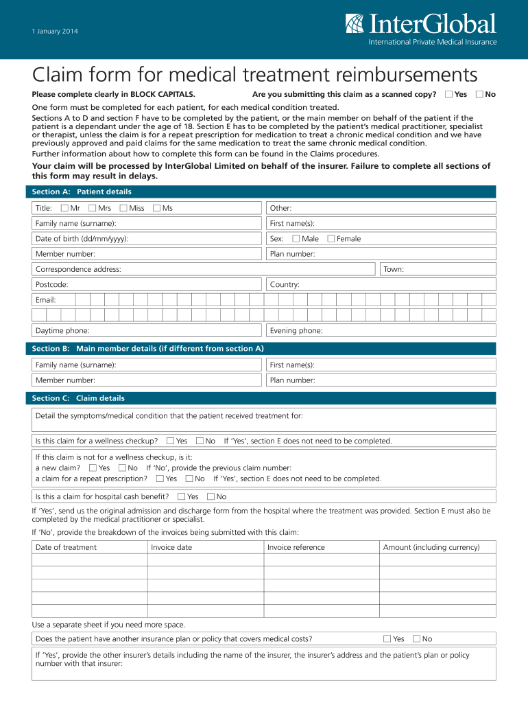 Get and Sign Interglobal Medical Claim Form 2014