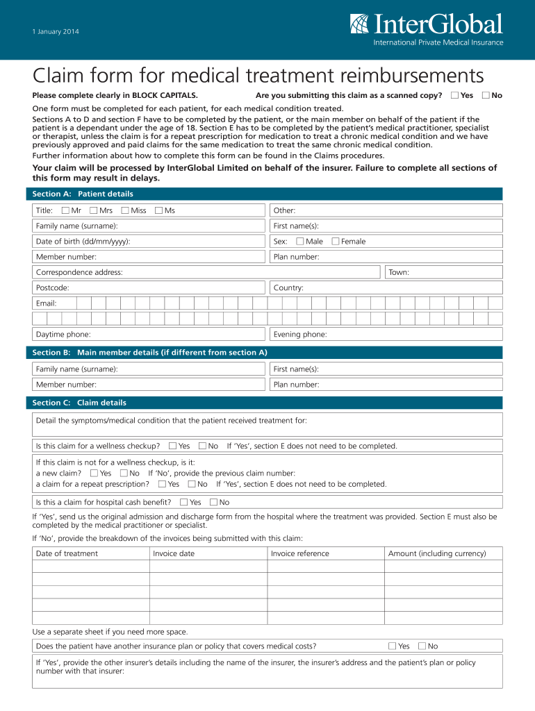  Interglobal Medical Claim Form 2014