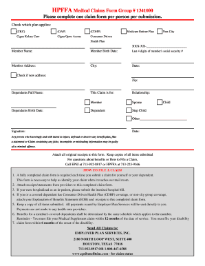 Hpffa 341 Supplmental Claim Form