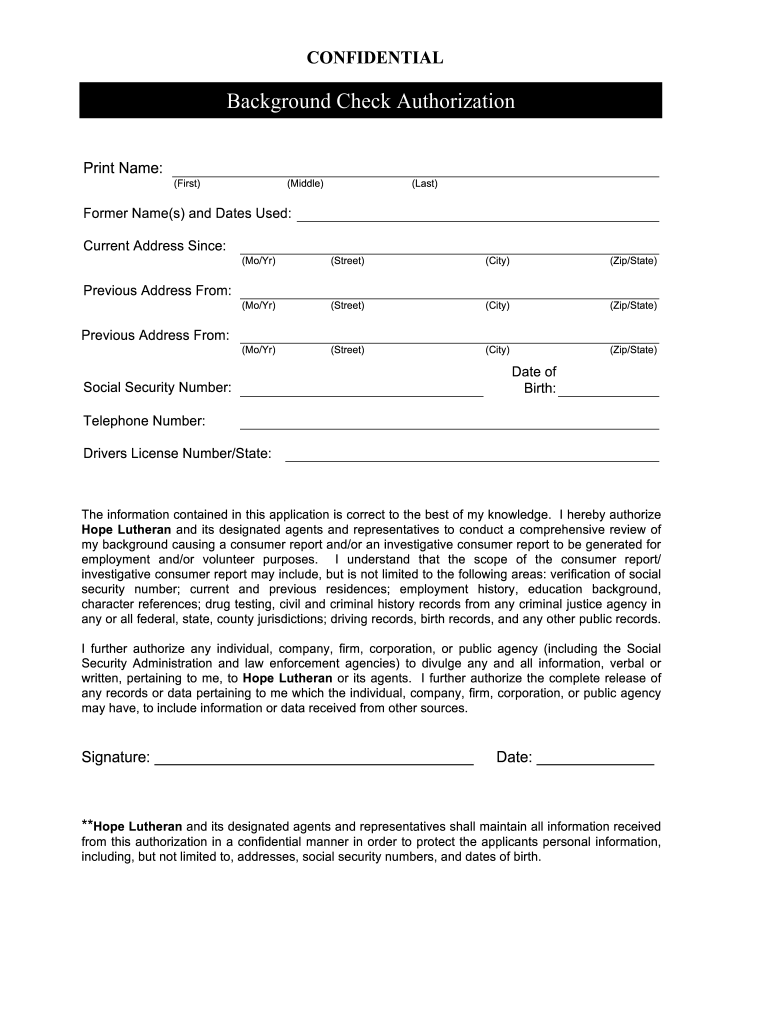 Background Check Form Fill Out And Sign Printable PDF Template SignNow