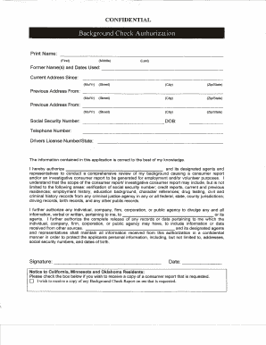 Background Check Authorization Form